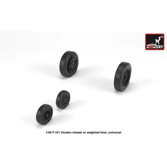 1/48 F-101 Voodoo Wheels W/ Optional Nose Wheels And Weighted Tires, Universal