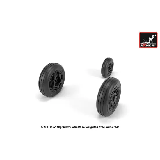 1/48 F-117A Nighthawk wheels w/ weighted tires, universal