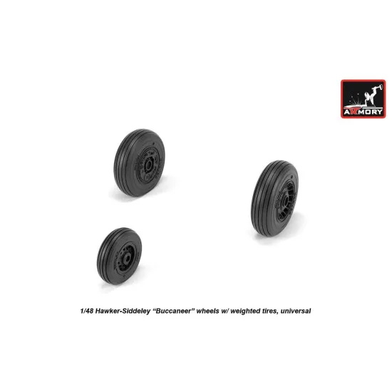 1/48 Hawker-Siddeley Buccaneer wheels w/ weighted tires, universal