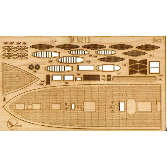 DECK FROM WOODEN VENEER TO MODEL OREL 210 MILITARY BATTLESHIP SOLFERINO OREL 210/3