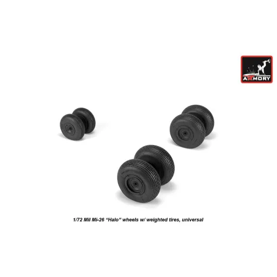 1/72 Mil Mi-26 Halo wheels w/ weighted tires, universal
