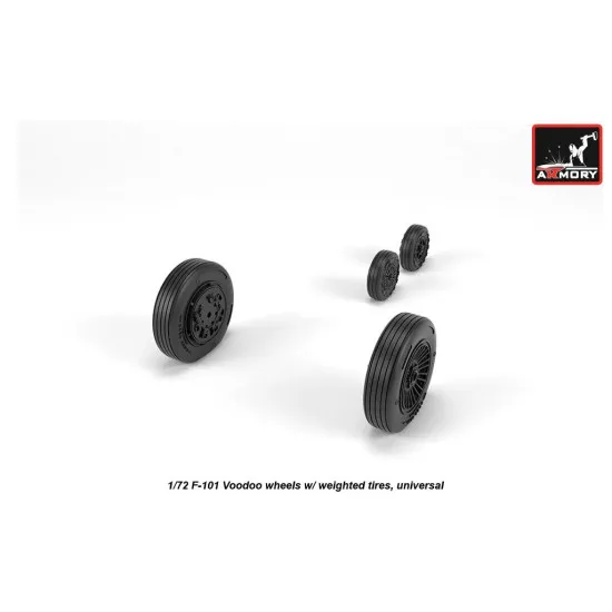 1/72 F-101 Voodoo wheels w/ optional nose wheels and weighted tires, universal