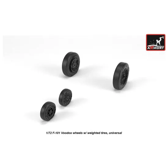 1/72 F-101 Voodoo wheels w/ optional nose wheels and weighted tires, universal