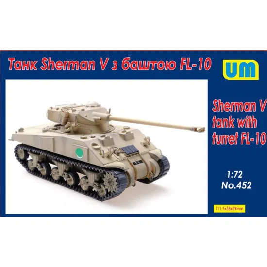 TANK SHERMAN V WITH THE FL-10 TOWER UNIMODELS 452 PLASTIC MODEL KIT SCALE 1/72