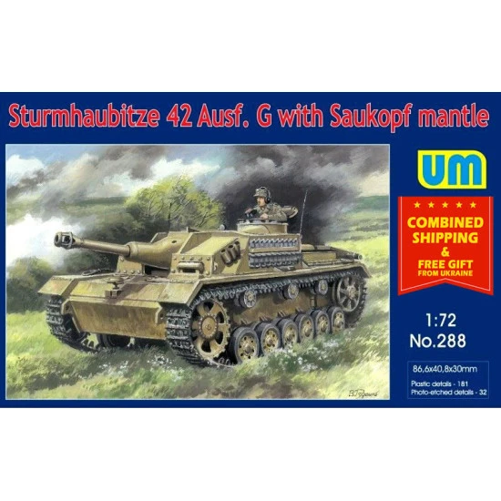 STURMHAUBITZE 42 AUF.G WITH SAUKOPF MANTLE UNIMODELS 288 SCALE 1/72