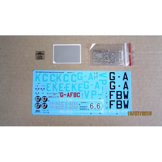 PERCIVAL VEGA GULL CIVIL SERVICE (PE PARTS, MASK) 1/72 DORA WINGS 72002