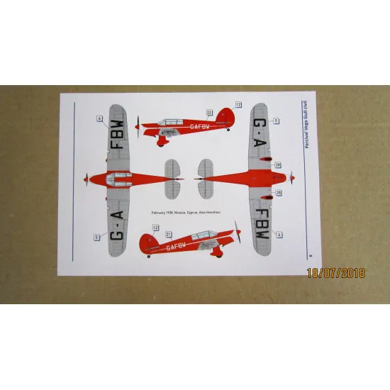 PERCIVAL VEGA GULL CIVIL SERVICE (PE PARTS, MASK) 1/72 DORA WINGS 72002