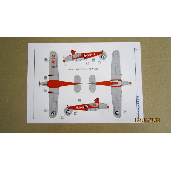 PERCIVAL VEGA GULL CIVIL SERVICE (PE PARTS, MASK) 1/72 DORA WINGS 72002