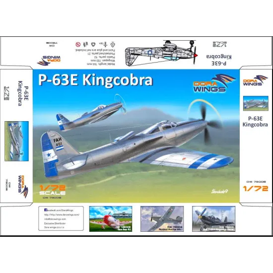 DORA WINGS 72005 BELL P-63E KINGCOBRA PLASTIC MODEL KIT 1/72