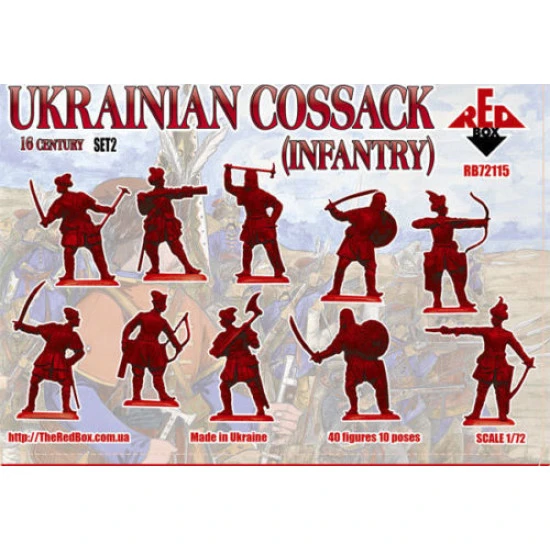 RED BOX 1/72 72115 UKRAINIAN COSSACK (INFANTRY, 16TH CENTURY) (SET.2) (40 FIGS)