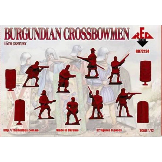 RED BOX 1/72 72124 BURGUNDIAN CROSSBOWMEN (15 CENTURY) (32 FIGURES, 8 POSES)
