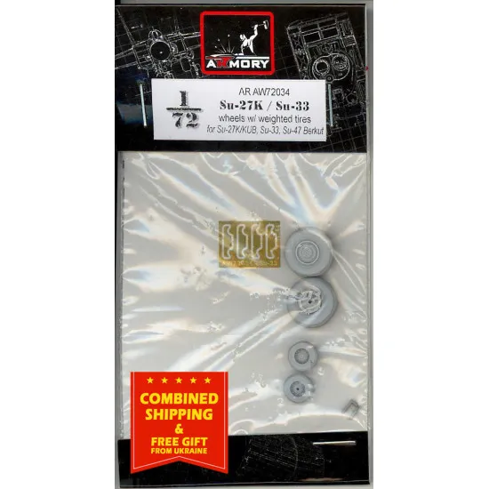 SUKHOI SU-27K / SU-33 WHEELS W/ WEIGHTED TIRES ARMORY AW72034 SCALE 1/72