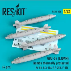 Us Stock Reskit Rs32-0366 1/32 Gbu-54 Ljdam Bombs Thermally Protected 4 Pcs Av-8b, F/A-18a-f, F-35b, F-35c 1/32