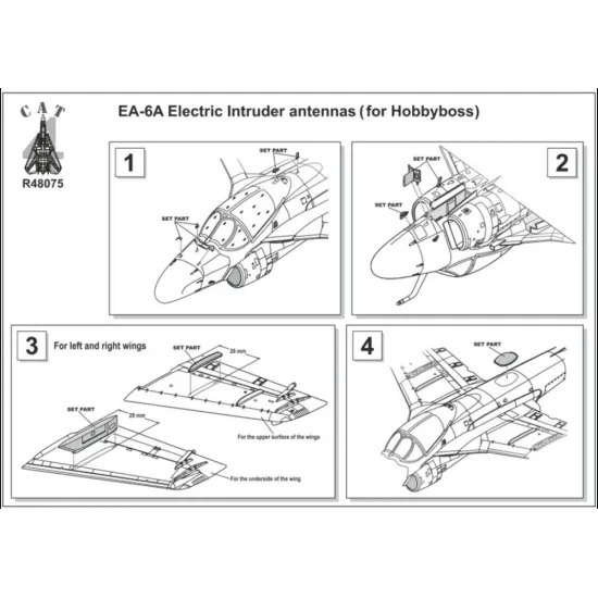 Us Stock Cat4-r48075 - 1/48 - Ea-6a Electric Intruder Antennas For Hobbyboss