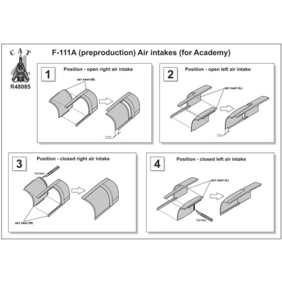 Us Stock Cat4 R48085 - 1/48 - F-111a Preproduction Air Intakes For Academy