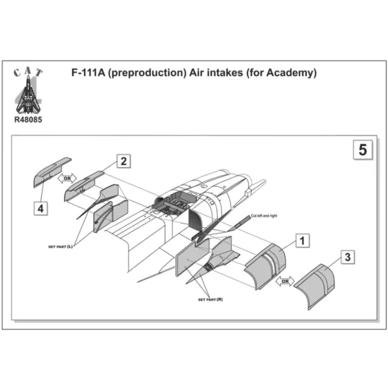 Us Stock Cat4 R48085 - 1/48 - F-111a Preproduction Air Intakes For Academy