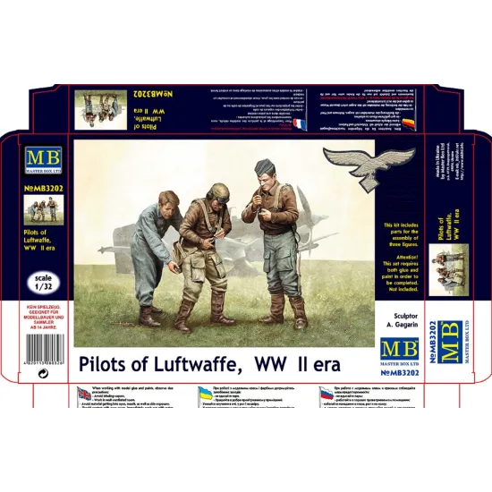 Us Stock Master Box 3202 1/32 Pilots Of Luftwaffe Ww Ii Era Plastic Figures Kit