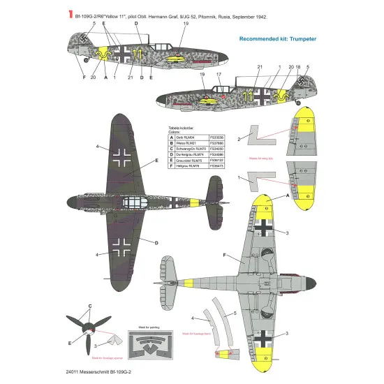 Techmod 24011 1/24 Messerschmitt Bf 109g-2 Finland Aircraft Wet Decal With Masks Techmod 24011 1/24 Messerschmitt Bf 109g-2 Finland Aircraft Wet Decal With Masks