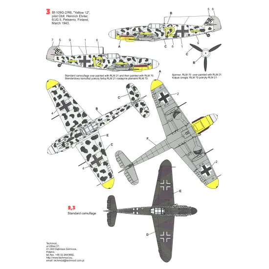 Techmod 24011 1/24 Messerschmitt Bf 109g-2 Finland Aircraft Wet Decal With Masks Techmod 24011 1/24 Messerschmitt Bf 109g-2 Finland Aircraft Wet Decal With Masks
