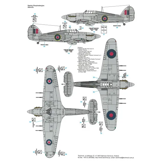 Techmod 24012 1/24 Hawker Hurricane Iic Polish Raf Aircraft Wet Decal Wwii