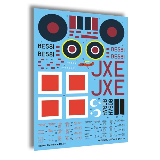 Techmod 24013 1/24 Hawker Hurricane Iic Turkish Raf Aircraft Wet Decal Wwii