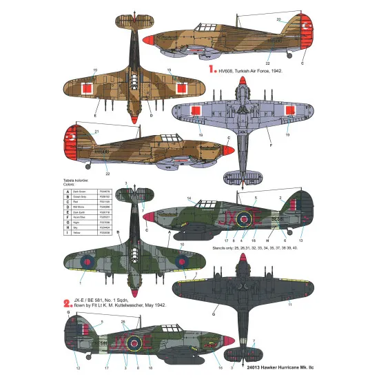 Techmod 24013 1/24 Hawker Hurricane Iic Turkish Raf Aircraft Wet Decal Wwii
