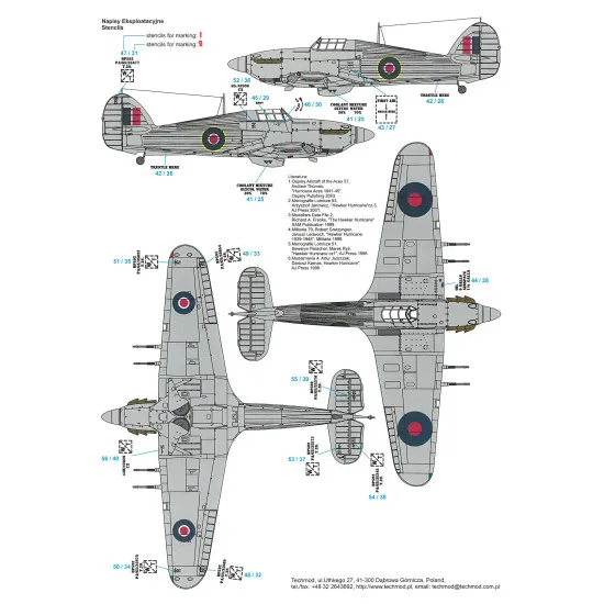 Techmod 24013 1/24 Hawker Hurricane Iic Turkish Raf Aircraft Wet Decal Wwii