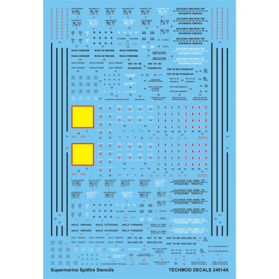 Techmod 24014 1/24 Stencils For Supermarine Spitfire Mki Aircraft Wet Decal Wwii