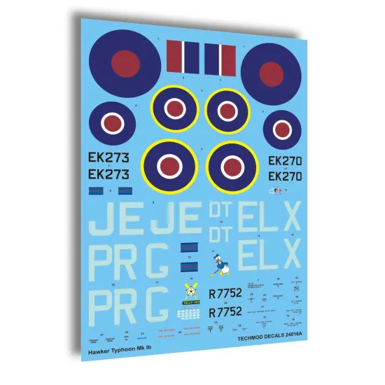 Techmod 24016 1/24 Typhoon Mk Ib Raf Squandron Aircraft Wet Decal Wwii