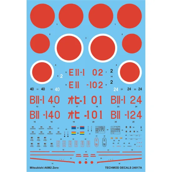 Techmod 24017 1/24 Mistubishi A6m2 Zero Japan Pilots 1941-43 Aircraft Wet Decal Wwii