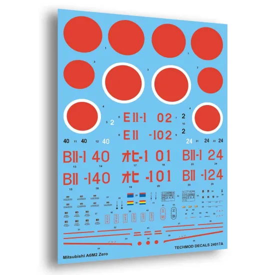 Techmod 24017 1/24 Mistubishi A6m2 Zero Japan Pilots 1941-43 Aircraft Wet Decal Wwii