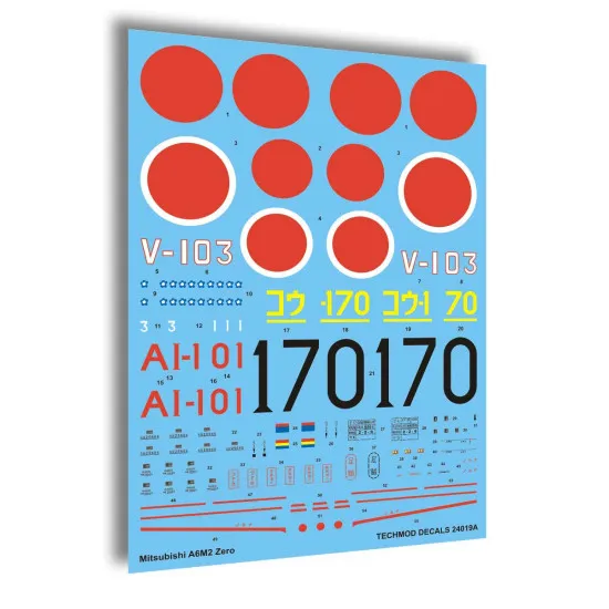 Techmod 24019 1/24 Mistubishi A6m2 Zero Japan Ijn Aircraft Wet Decal Wwii