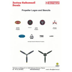 Techmod 24021 1/24 Propeller Logos Stencils Aircraft Wet Decal Hamilton Curtiss