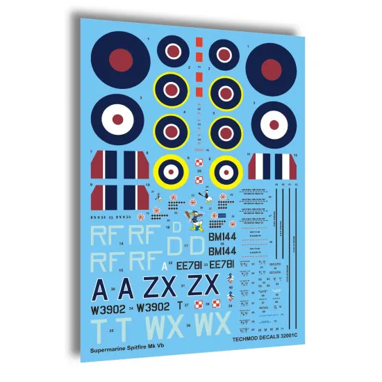 Techmod 32001 1/32 Supermarine Spitfire Mk Vb Raf Polish Fighter Wet Decal Wwii