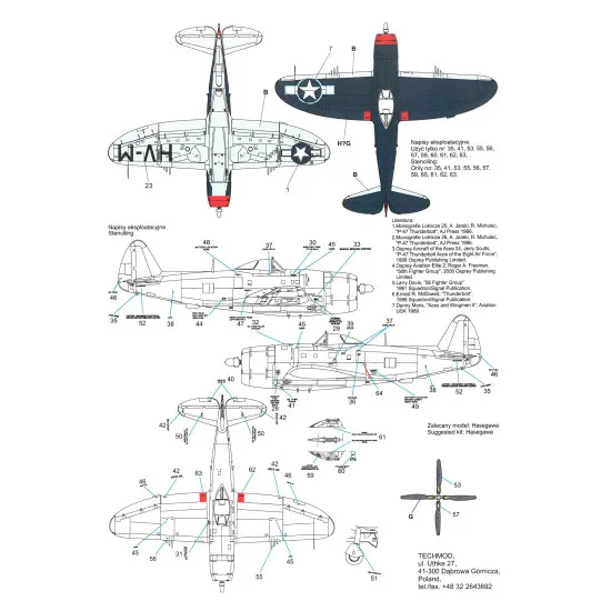 Techmod 32012 1/32 Republic P-47d/M Thunderbolt Usaf Aircraft Wet Decal Wwii