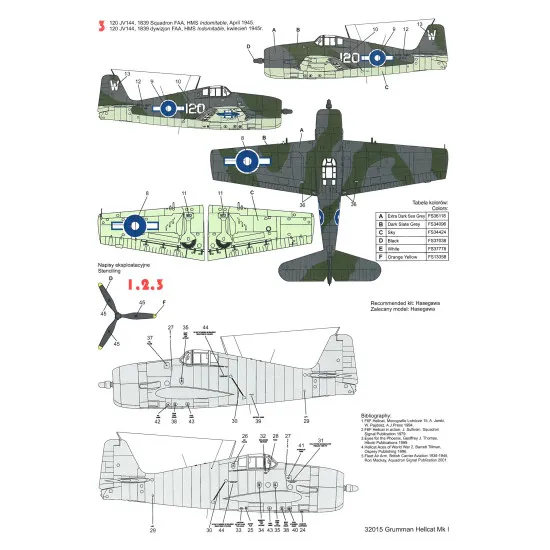 Techmod 32015 1/32 Grumman Hellcat I Usaf Aircraft Wet Decal Wwii