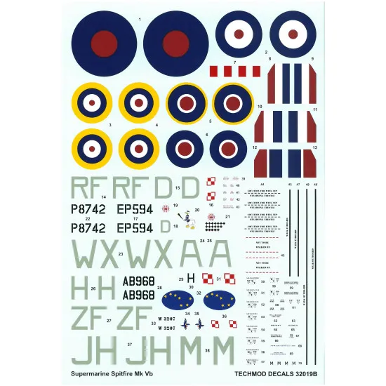 Techmod 32019 1/32 Supermarine Spitfire Mk Vb Polish Aircraft Wet Decal Wwii