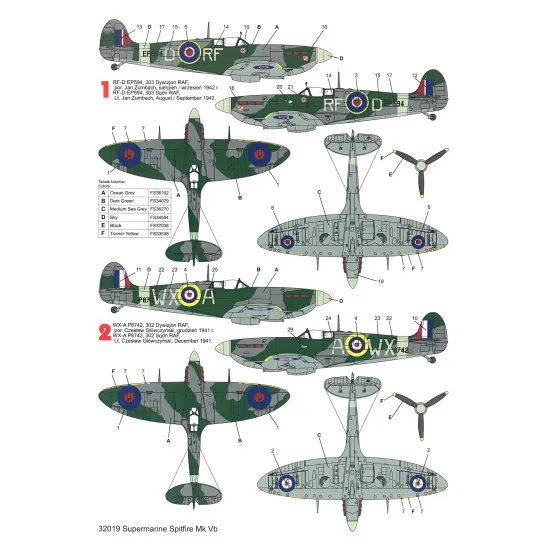 Techmod 32019 1/32 Supermarine Spitfire Mk Vb Polish Aircraft Wet Decal Wwii