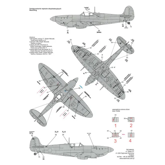 Techmod 32019 1/32 Supermarine Spitfire Mk Vb Polish Aircraft Wet Decal Wwii