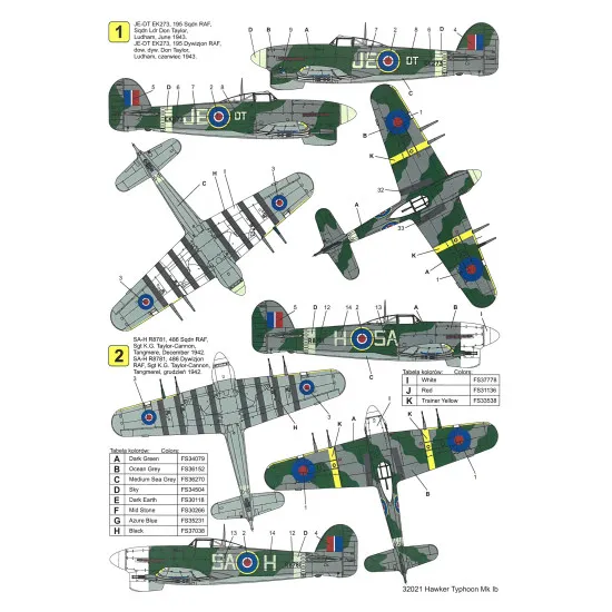 Techmod 32021 1/32 Hawker Typhoon Ib British Aircraft Wet Decal Wwii