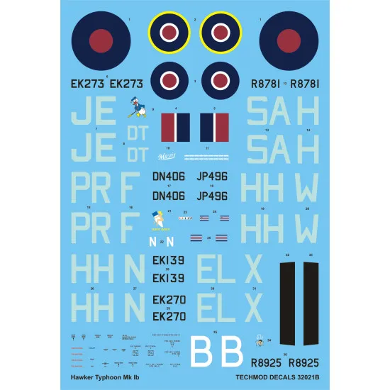 Techmod 32021 1/32 Hawker Typhoon Ib British Aircraft Wet Decal Wwii