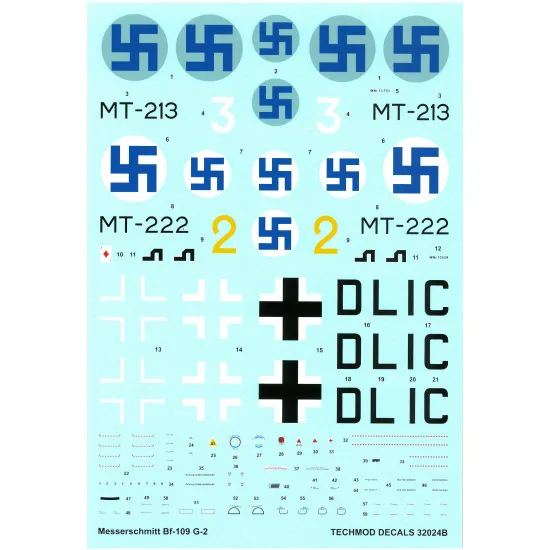 Techmod 32024 1/32 Messerschmitt Bf 109g-2 Aircraft Wet Decal W Painting Masks