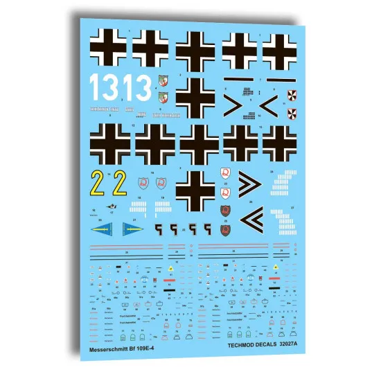 Techmod 32027 1/32 Messerschmitt Bf 109e-4 1940 Aircraft Wet Decal W/Masks