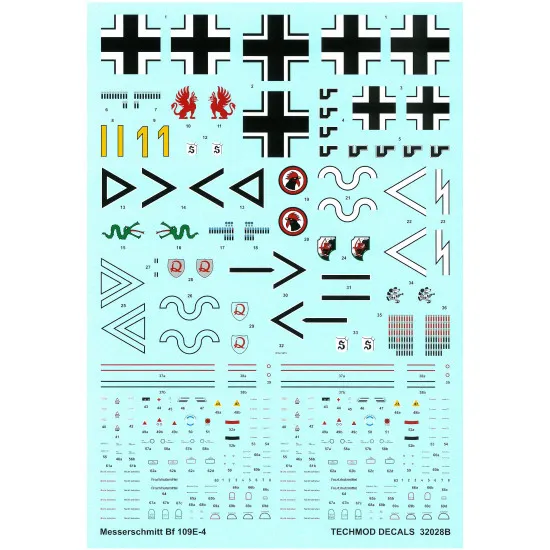 Techmod 32028 1/32 Messerschmitt Bf 109e-4 1940 Aircraft Wet Decal W/Masks