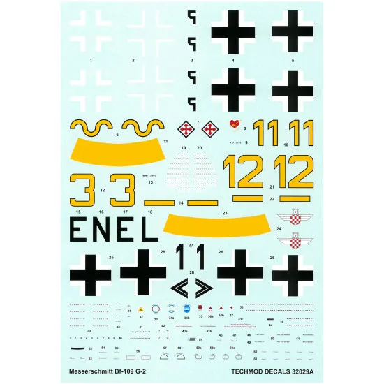 Techmod 32029 1/32 Messerschmitt Bf 109g-2 1942-1943 Aircraft Wet Decal W/Masks
