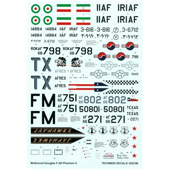 Techmod 32033 1/32 Mcdonnell Douglas F-4d Phantom Ii Usaf Interceptor Wet Decal