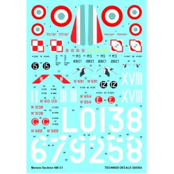 Techmod 32035 1/32 Morane Saulnier Ms 406c1 1940 French Fighter Aircraft Wet Decal Wwii