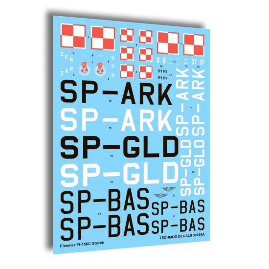 Techmod 32036 1/32 Fieseler Fi 156c Storch German Liaison Aircraft Wet Decal W/Mask