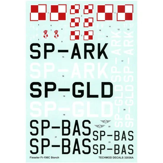 Techmod 32036 1/32 Fieseler Fi 156c Storch German Liaison Aircraft Wet Decal W/Mask