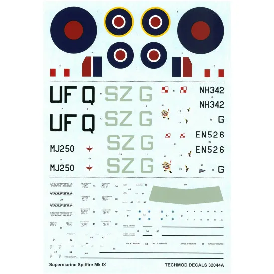 Techmod 32044 1/32 Supermarine Spitfire Ix British Fighter Wet Decal Wwii W/Mask